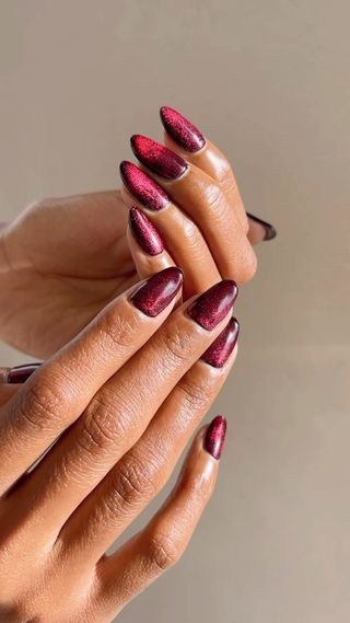 Red cat eye nails