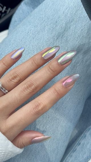 Rainbow cat eye nails