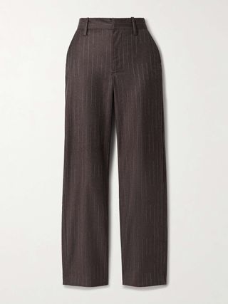 Pinstriped Wool and Cashmere-Blend Straight-Leg Pants