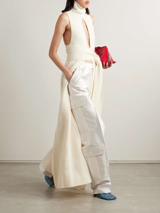 Silk and Wool-Blend Twill Wide-Leg Cargo Pants