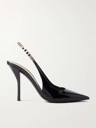 Signoria Embellished Patent-Leather Slingback Pumps