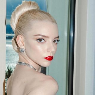 Anya Taylor Joy with bright red lipstick