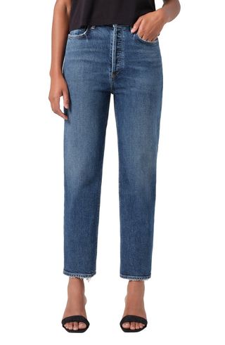 '90s Pinch Waist High Waist Crop Straight Leg Jeans