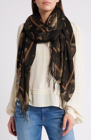 Tissue Print Wool & Cashmere Wrap Scarf