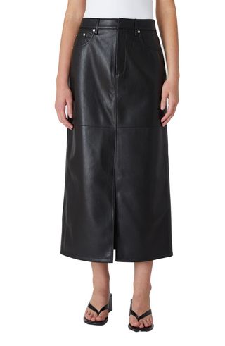 Faux Leather Midi Skirt