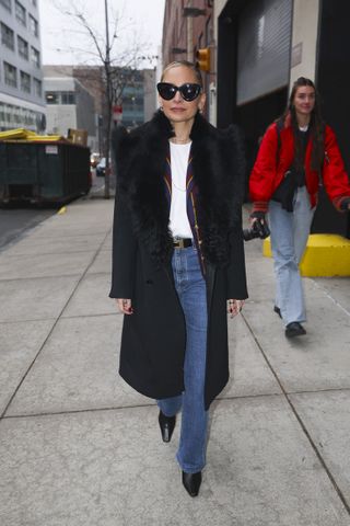 Celebrities wear fur trim coats