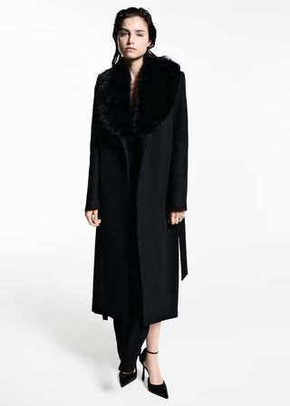 Manteco Wool Coat With Detachable Fur Collar - Women | Mango United Kingdom