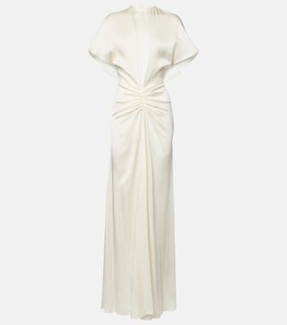 Gathered Crêpe Satin Gown