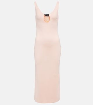 Logo Cutout Jersey Midi Dress