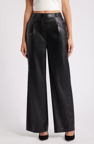 Faux Leather Wide Leg Pants