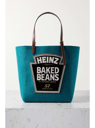 Baked Beans Small Leather and Suede-Paneled Appliquéd Recycled-Felt Tote