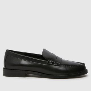 Schuh Lillian Leather Penny Loafer Flat Shoes in Black