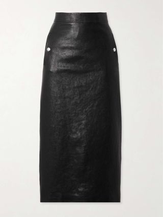 Studded Leather Midi Skirt