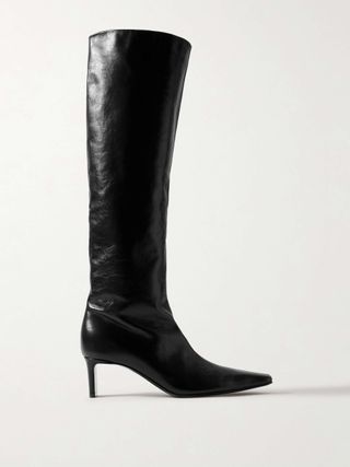 Ona Crinkled-Leather Knee Boots