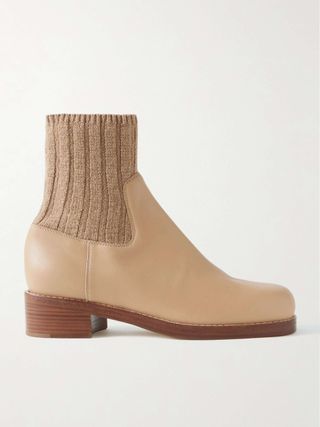 Hobbes Ribbed Cashmere-Trimmed Leather Chelsea Boots