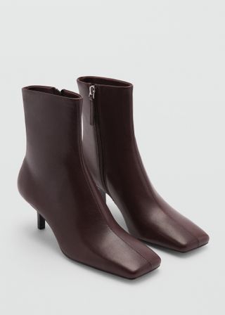 Squared Toe Leather Ankle Boots - Women | Mango United Kingdom