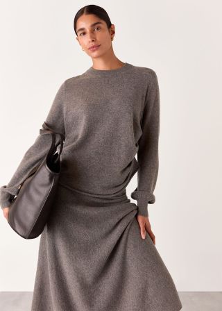 Taupe Side Ruched Detail Knit