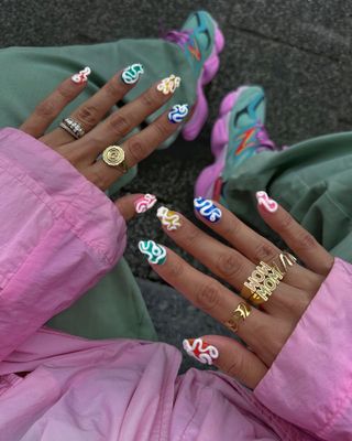 Colourful 3D nail art