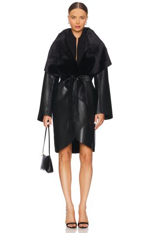 Norma Kamali Shawl Collar Reversible Coat