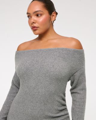 abercrombie, Off-The-Shoulder Boucle Maxi Sweater Dress