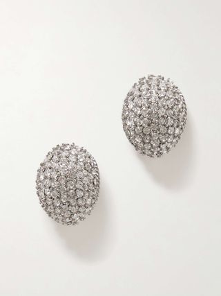 JENNIFER BEHR Tinsel Rhodium-Plated Crystal Earrings