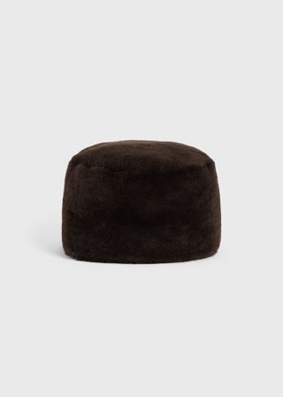 Toteme Shearling Pillbox Hat Bark