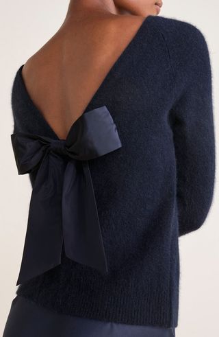 Bow Back Merino Wool Blend Sweater