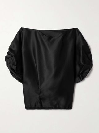 Niles Cropped Silk-Faille Top