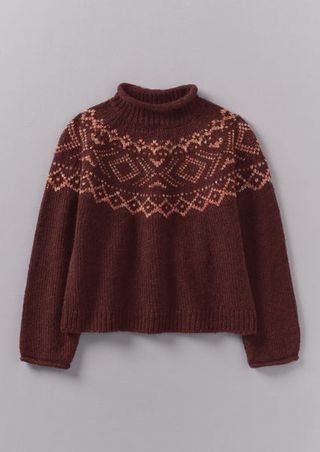 Graphic Yoke Sweater | Dark Red/brick