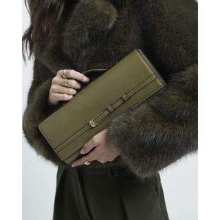 Green Buckle Shoulder Strap Clutch Bag