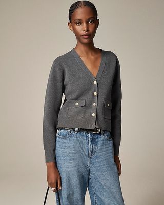 Patch-Pocket Cardigan Sweater