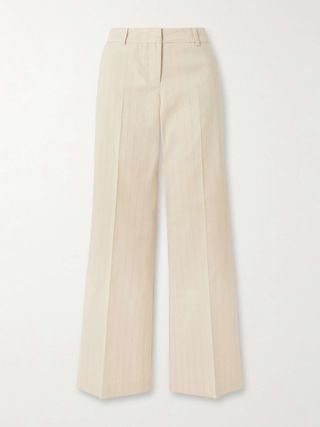 Hip Pinstriped Cotton Wide-Leg Pants