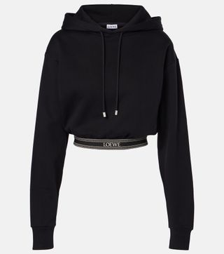 Cropped Cotton Jersey Hoodie