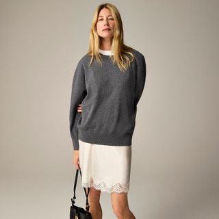 J.Crew, Cashmere Relaxed Crewneck Sweater in Stripe