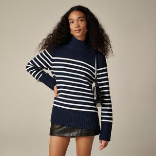 J.Crew, Cotton Turtleneck Sweater in Stripe