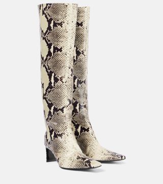 Ona 55 Snake-Effect Leather Knee-High Boots