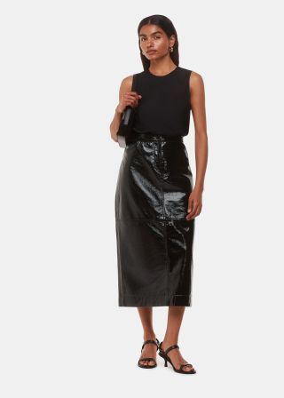 Black Petite Rachel Patent Leather Skirt