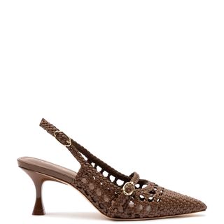 Ines Macrame Pump in Brunt Umber Leather