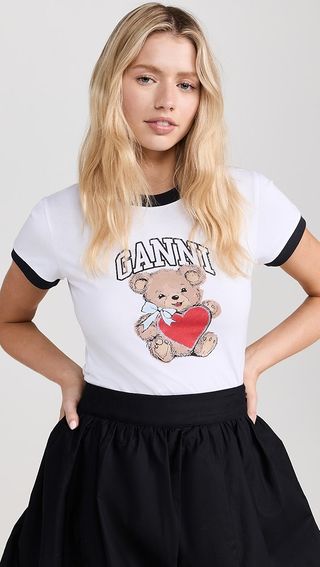 Ganni Basic Jersey Bear Small T-Shirt