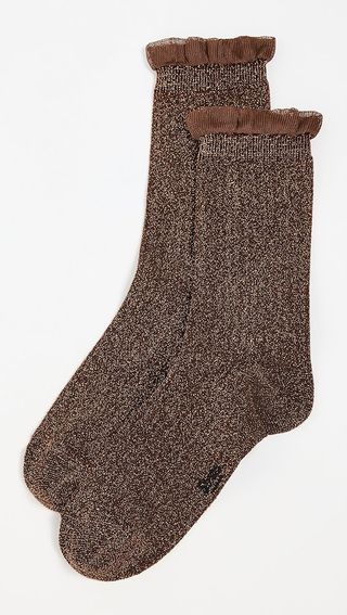 Stems Soft Ruffle Metallic Socks