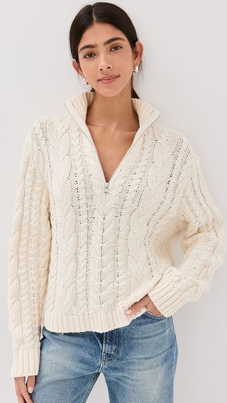 Jenni Kayne Cotton Cable Half Zip