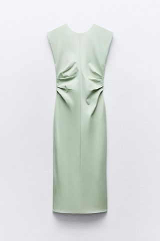 Zara Draped Waist Midi Dress in Sea Green