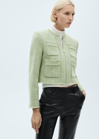 Tweed Jacket With Zipper - Women | Mango Usa