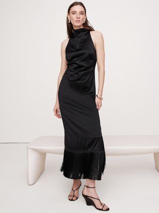 Banana Republic, Fringe Satin Maxi Dress