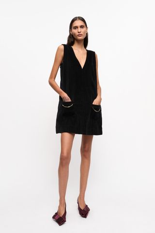 Black Corduroy Mini Dress