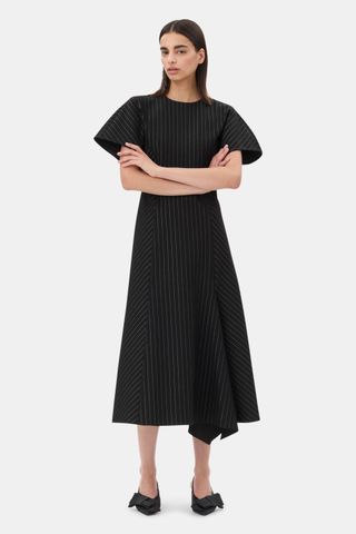 Black Pinstripe Long Dress