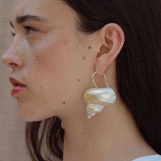 Etsy, Natural Large White Luminous Conch Earrings 