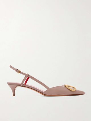 Valentino Garavani Go Logo 40 Embellished Leather Slingback Pumps