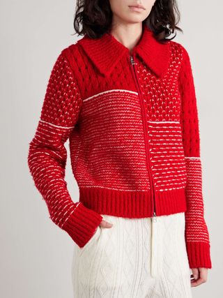 Cloud Frankie Jacquard and Pointelle-Knit Wool-Blend Jacket