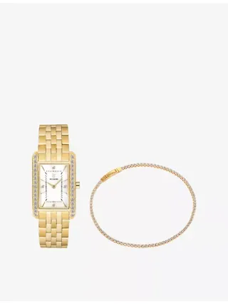 Martina 18ct Yellow Gold-Plated Stainless-Steel and Cubic Zirconia Watch and Bracelet Set